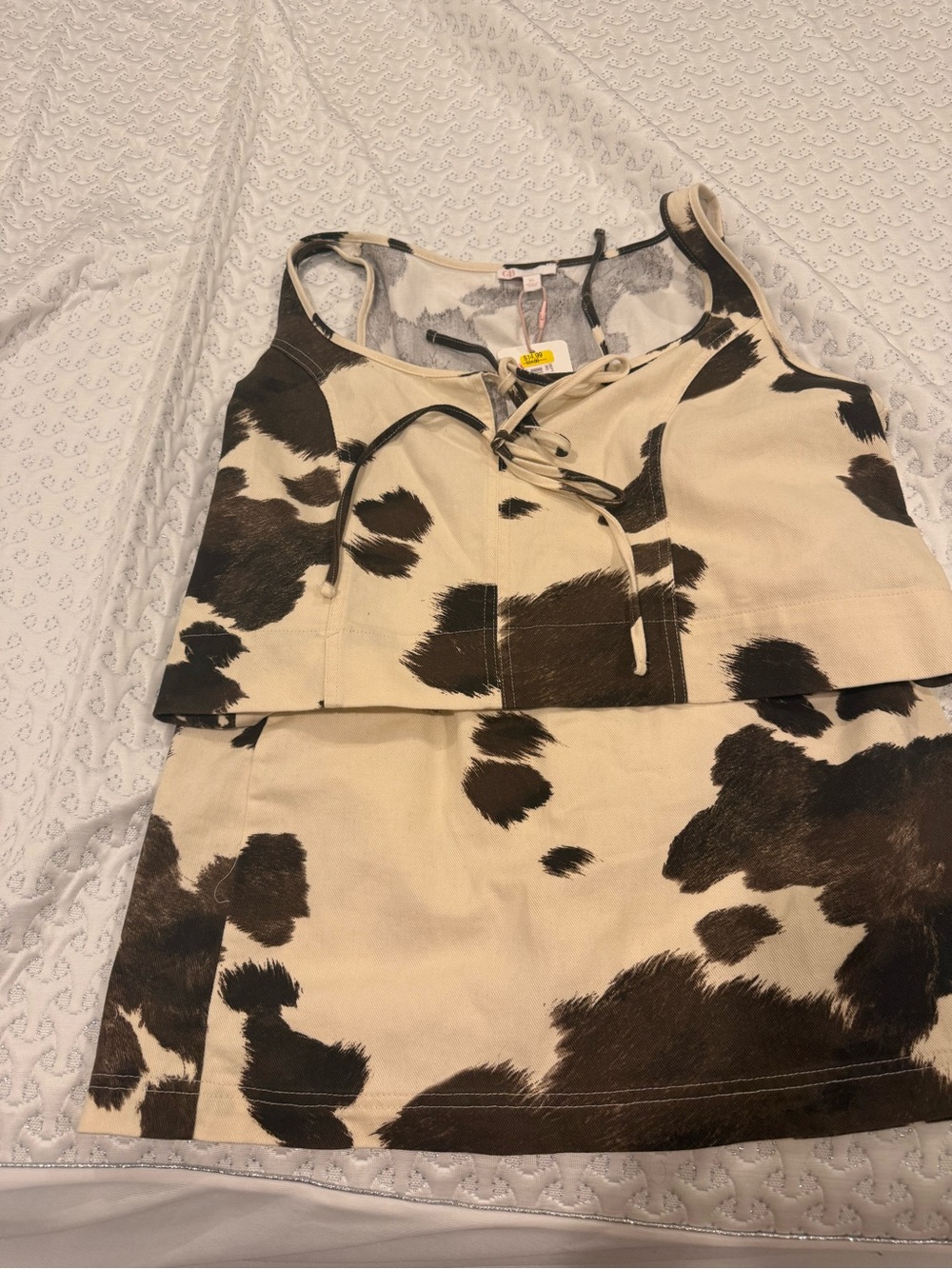 Gianni Bini Beige and Brown Cowprint Skirt Set